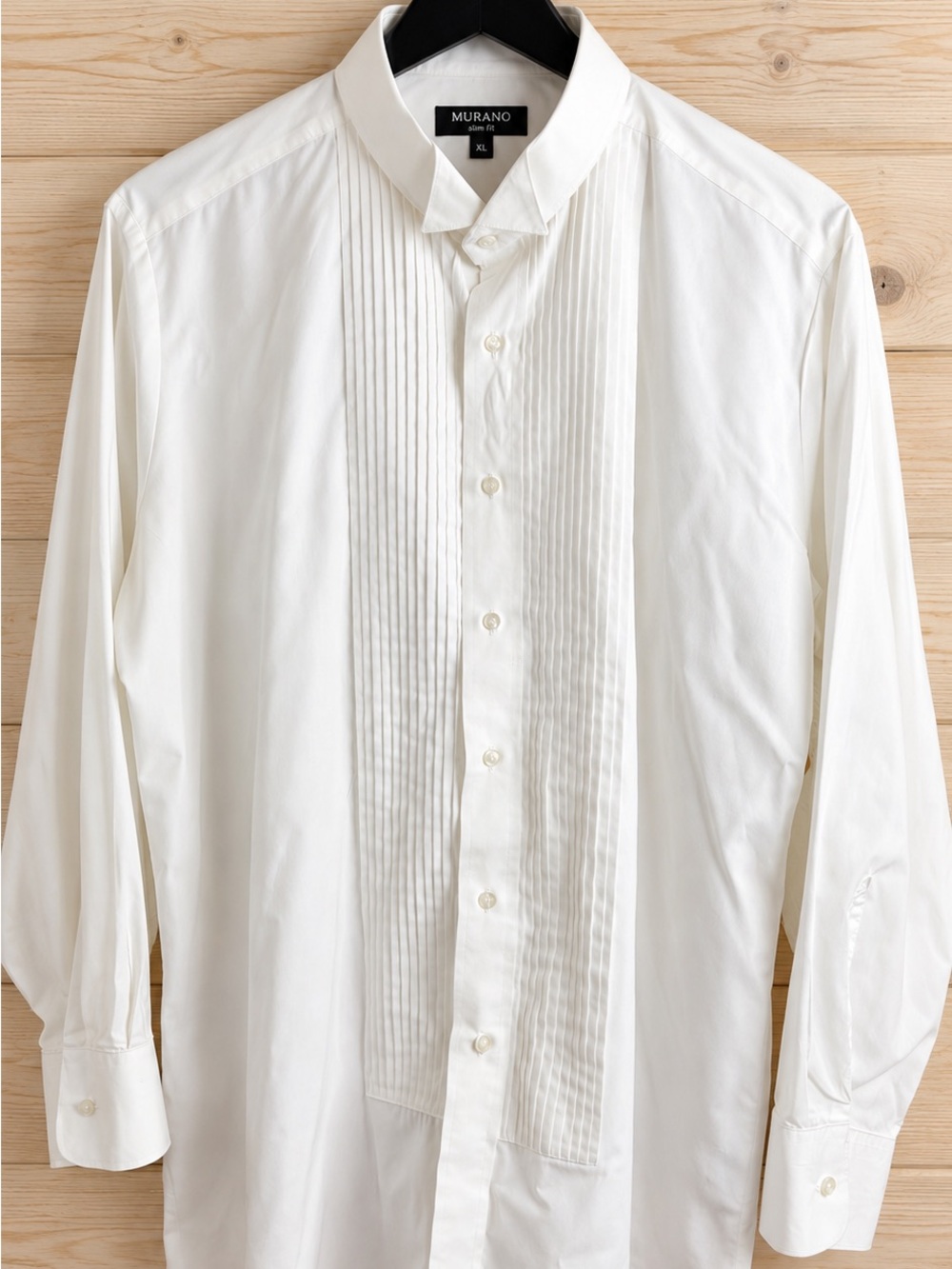 Murano White Pleated Front Men's Dress Shirt